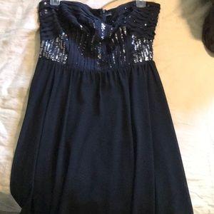 Black strapless cocktail dress